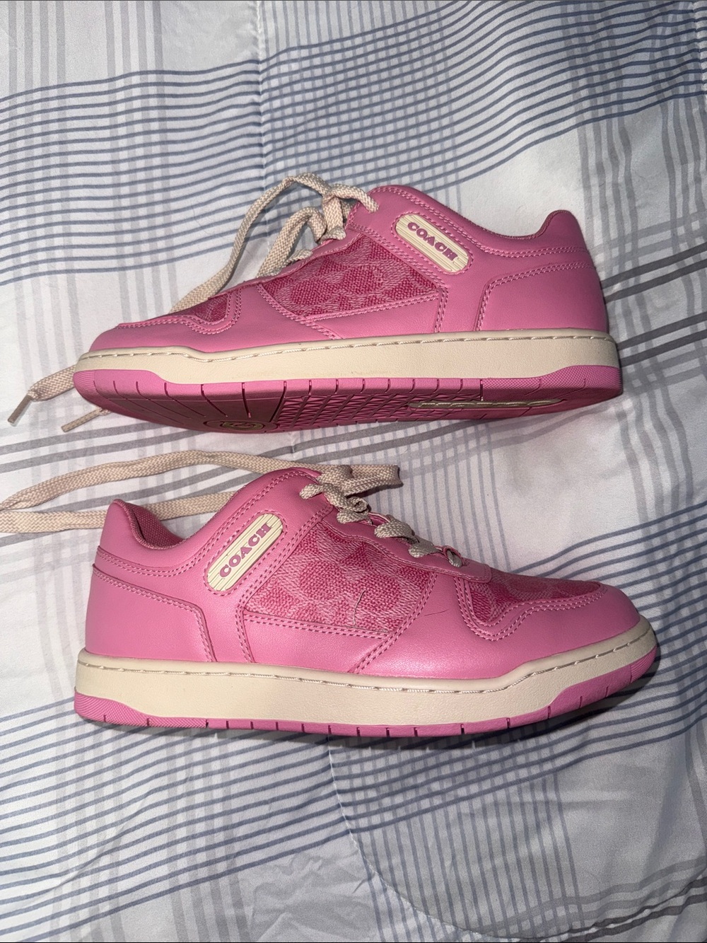 Coach Kids Pink and Cream Low-Top Sneakers